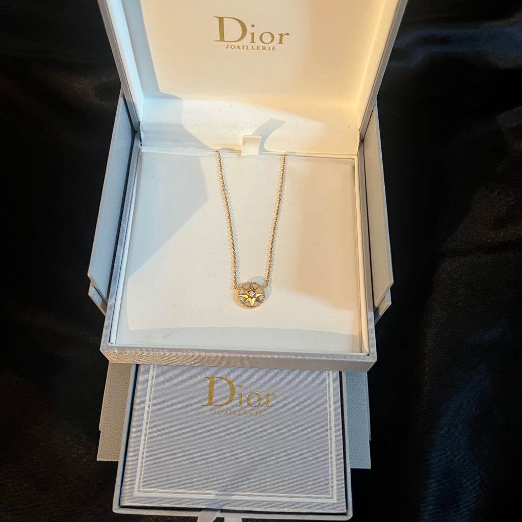 Yellow Gold Diamond And MotherOfPearl Dior Necklace